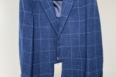Selling with online payment: [EU] NWT Suitsupply mid blue windowpane jacket, size 36R