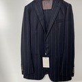 Selling with online payment: [EU] NWT Suitsupply navy striped 3pc flannel suit, size 36L