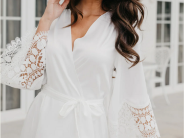 Selling: Le Rose - Hazel Petal Hem Satin Robe