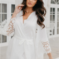 Selling: Le Rose - Hazel Petal Hem Satin Robe