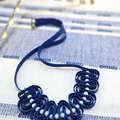 : Blue and white ribbon necklace
