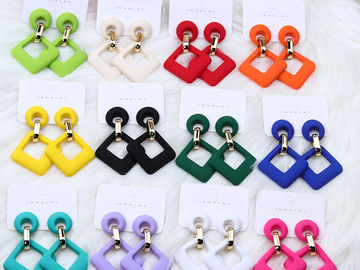 Buy Now: 80 Pairs Women's Colored Rhombus Acrylic Earrings