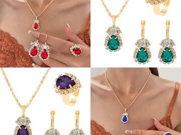 Buy Now: 60sets Water drop love set necklace earrings ring