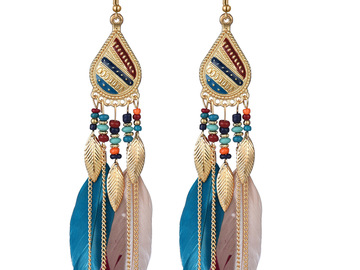 Buy Now: 60pairs Exaggerated ethnic style feather earrings