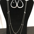 Buy Now: 60 sets-Designer 42" Silver Necklace w/ Silver Hoop Earrings
