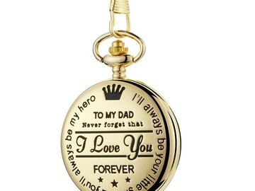 Comprar ahora: 30pcs TO MY DAD Vintage Quartz Pocket Watch Father's Day Gift
