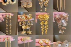 Comprar ahora: 40pcs - Luxurious floral bow metal tassel earrings