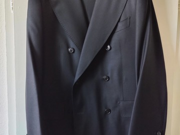Selling with online payment: Black wool Double Breasted custom Suit Supply suit