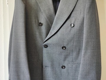 Selling with online payment: Mid Grey wool double breasted suit supply suit