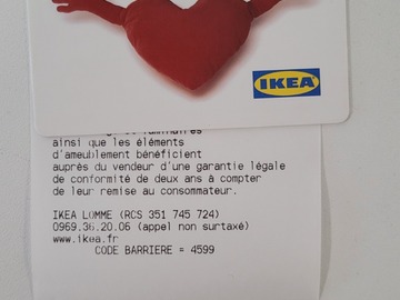 Vente: Carte cadeau IKEA (176,40€)