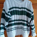 Selling: Pull en coton blanc rayé vert - Femme - L