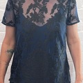 Selling: Short sleeved embroided Navy Top 
