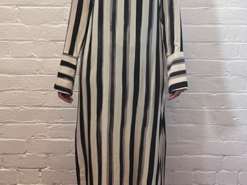 Selling: Long sleeve Black and White stripe V neck dress