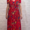 Selling:  Red V neck floral print dress