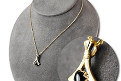 Comprar ahora: 50-- Genuine Black Onyx Pendant on 18" Pure Goldtone Chain $1.99
