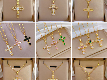 Comprar ahora: 50pcs - Simple cross necklace clavicle chain