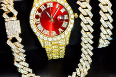 Comprar ahora: 10 Sets/30 Pieces Luxury Business Men's Watch Necklace Bracelet S