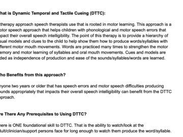 Digital Resource: Motor Speech (DTTC) Home Program