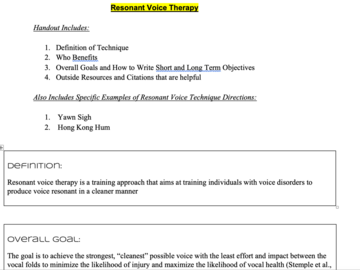 Digital Resource: Resonant Voice Therapy Training and Techniques