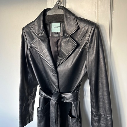 Black Leather Gene Coat Kate Sylvester Reloved