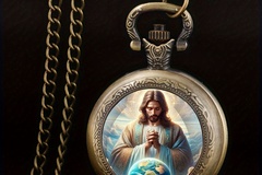 Comprar ahora: 30 Pcs Vintage Jesus Guarding the Earth Pattern Pocket Watches