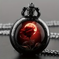 Buy Now: 30 Pcs Red Blooming Rose Pattern Quartz Pocket Watches