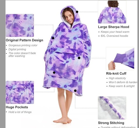 Blanket Hoodie women & Man,Premium Sherpa Fleece Oversized Hoodie