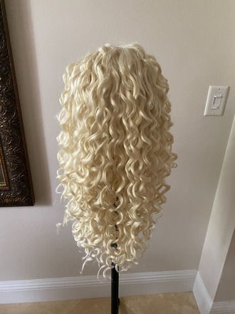 WigisFashion Platinum Blonde Spiral Curl Lacefront Wig