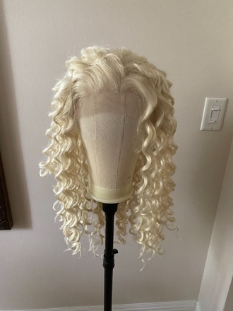 WigisFashion Platinum Blonde Spiral Curl Lacefront Wig