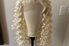 Selling with online payment: WigisFashion Platinum Blonde Spiral Curl Lacefront Wig