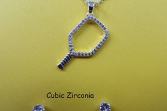 Bulk Lots: Cubic Zirconia Pickelball Pendant and Earring Set