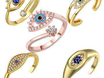 Bulk Lots: 100pcs devil eye opening adjustable personality rings