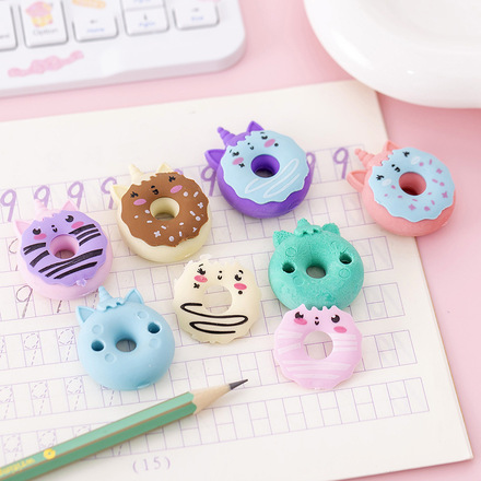 100pcs donut unicorn cute cartoon eraser