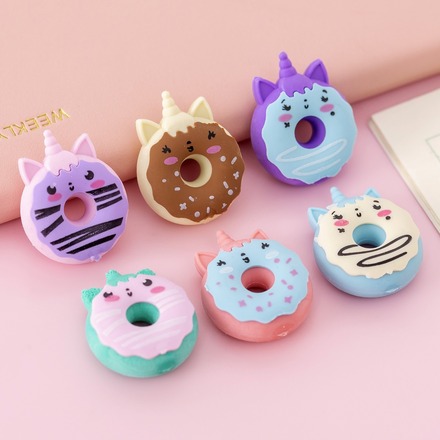 100pcs donut unicorn cute cartoon eraser