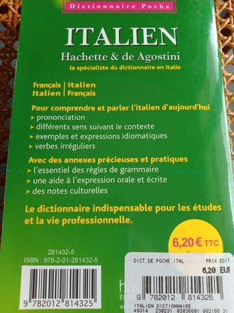 Dictionnaire de poche Italien/français - Hachette & de Agostini