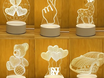 Bulk Lots: (60) 3D Acrylic Night Lamps (Perfect Gift)