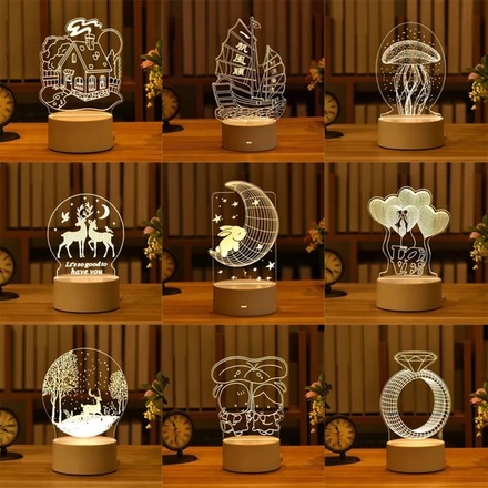 (60) 3D Acrylic Night Lamps (Perfect Gift)