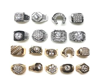 Bulk Lots: 30 pieces Mens CZ Rings - sizes 9 thru 13