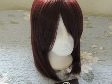 Selling with online payment: Maroon Shoulder-Length Bob Silky Wig