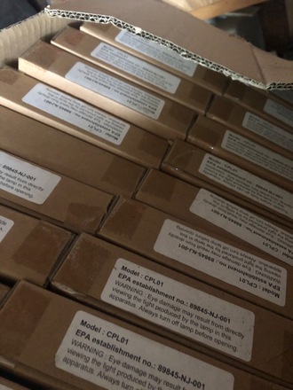 A case of 60 Hand Sanitizer AV lights 