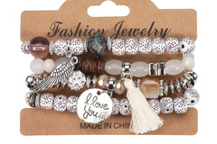 Bulk Lots: 40pcs Wings Imitation Bodhi Bead Bohemian Multi-layer Bracelet