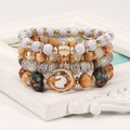 Bulk Lots: 40pcs Wooden beads multi-layer elastic ladies bracelet versatile