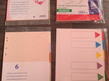 Vente: Lot de 5 jeux d'intercalaires 6 touches - neufs -