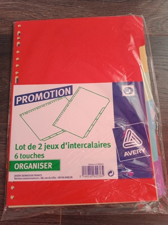 Lot de 5 jeux d'intercalaires 6 touches - neufs -