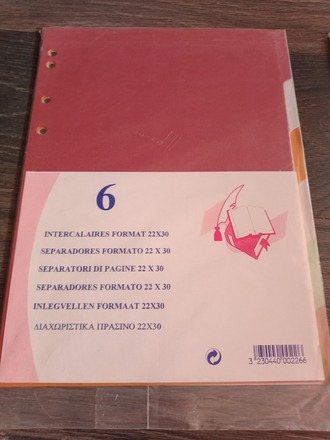Lot de 5 jeux d'intercalaires 6 touches - neufs -