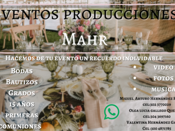 Productos: Asesoría y organización de eventos sociales