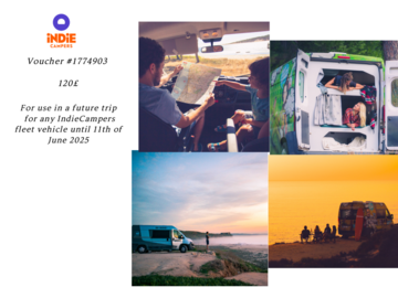 Vente: e-bon d’achat IndieCampers -location camping-car (140€)