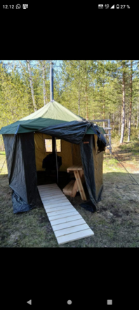 Savotta pieni telttasauna + kiuas + 10l lämminvesivaraaja