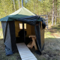 Vuokrataan (päivä): Savotta pieni telttasauna + kiuas + 10l lämminvesivaraaja