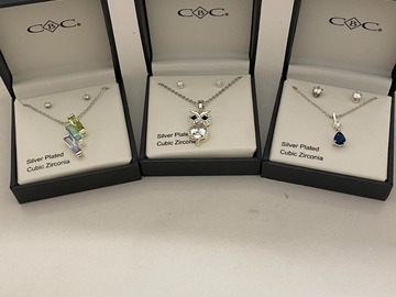 Checkout: 20 pcs--CZ necklace & earring sets-Boxed-$2.99 each!